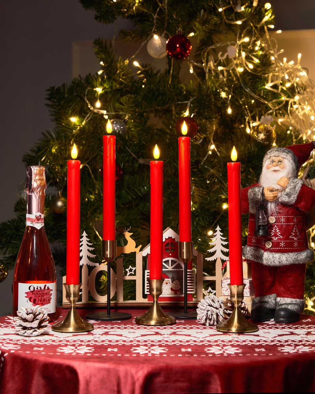 AMAGIC 6 Pack Flameless Taper Candles with Remote, Timer, Battery Operated CandleSticks with Flickering Light, Plastic Led Window Candles, 9.6 Inches for Halloween Christmas Decoration