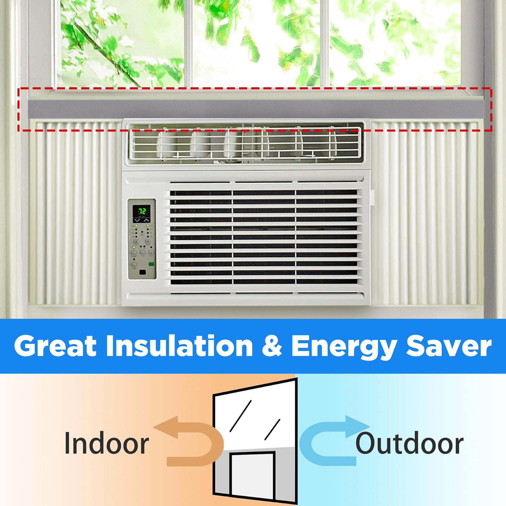 4 PCS Air Conditioner Foam Tape - 1 x 1 inch x 6.5 Ft AC Foam Weather Stripping- Non-Adhesive Foam Seal Strip with Glue Point for Air Conditioner Door Window Seal