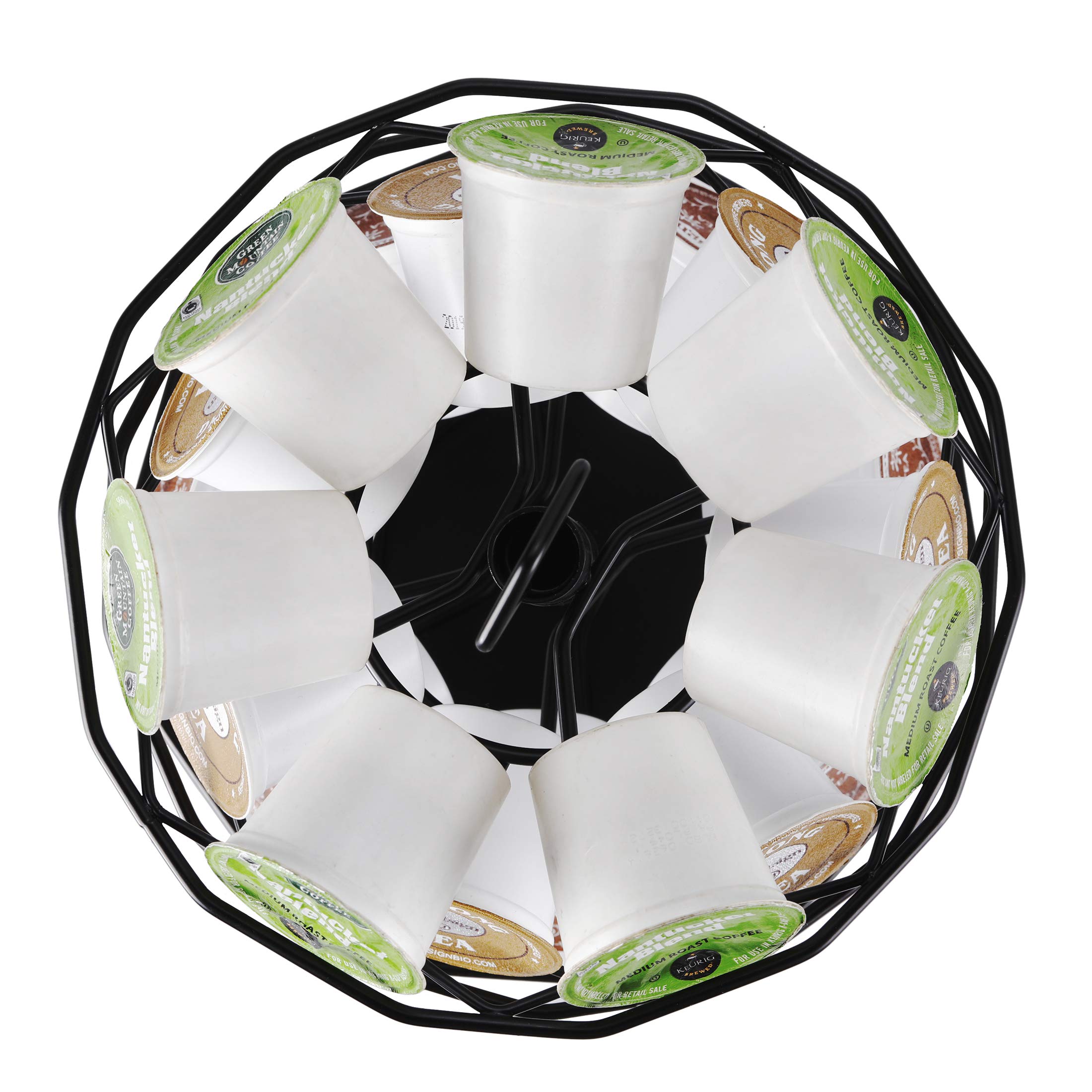 FlagShip K cup Holder Carousel 3 Tier for Keurig Pod Holder Metal DIY Install Small for K-cup Storage Stand 21 K Pod Storage