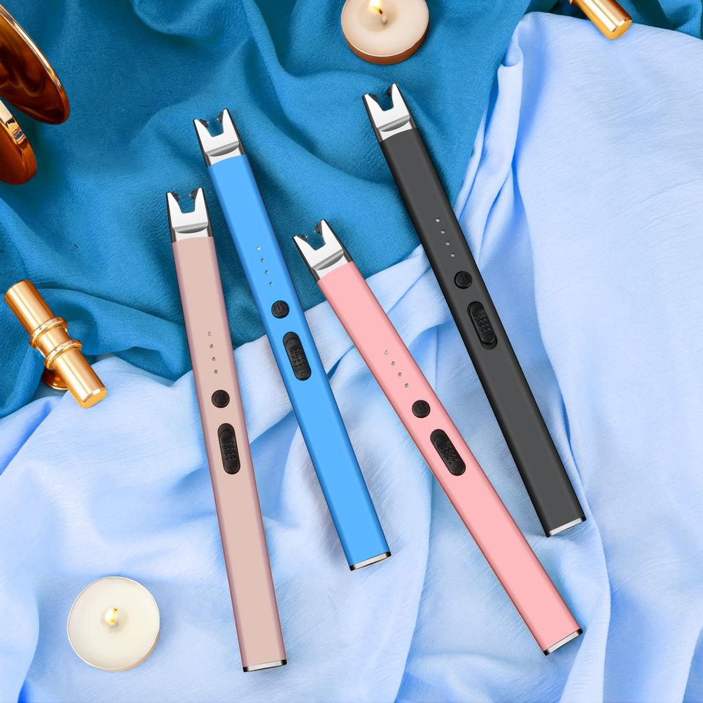 3 Pack Electric Candle Lighter Long Reach, BBQ Lighter USB C Rechargeable, Electronic Windproof Arc Plasma Lighter for Outdoors, Camping, Hiking and Campfire