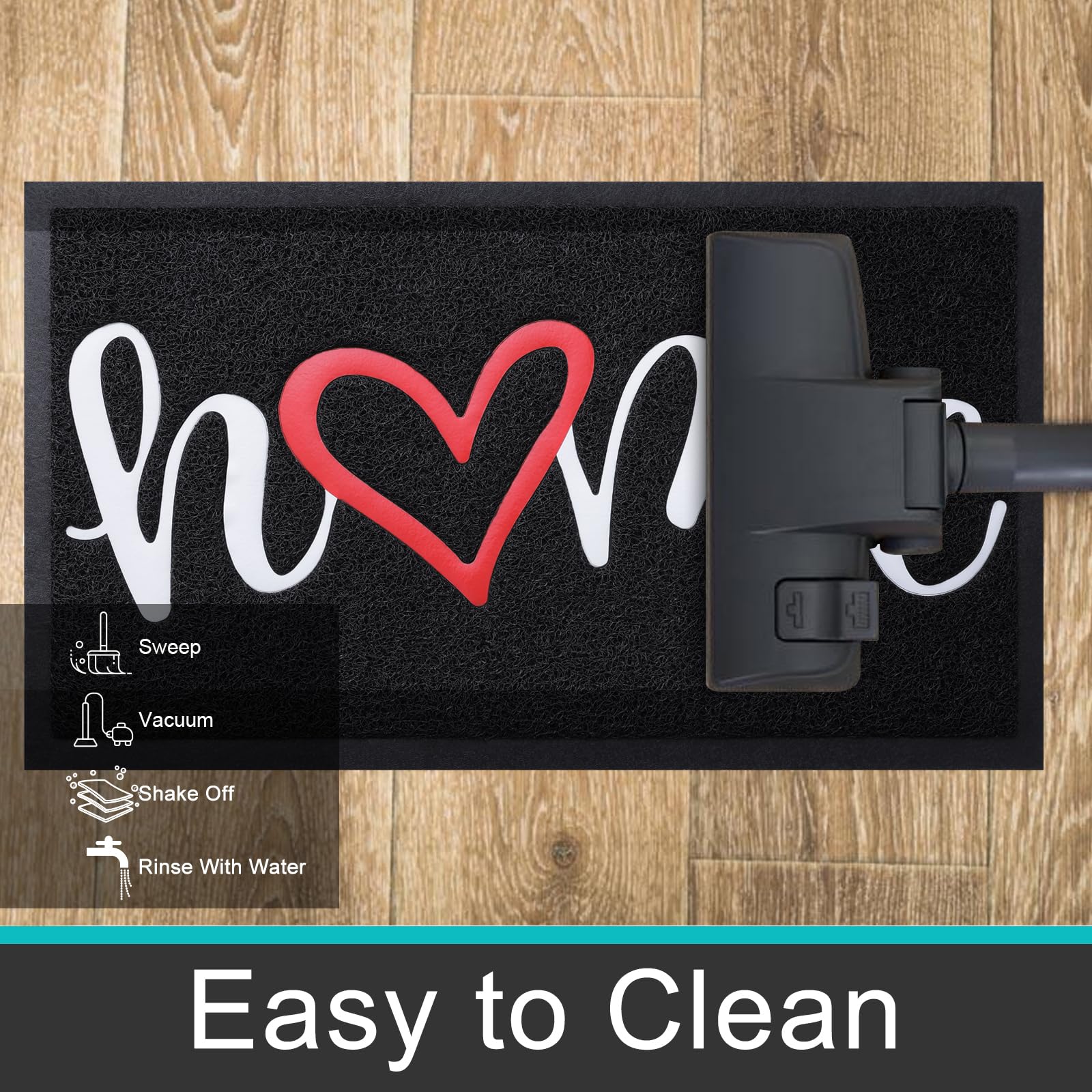 Colorxy “Home” Door Mat, Dirt Trapper Doormats Non-Slip Low Profile Durable Door Mat for Outdoor, Indoor, Entrance, Patio, Front Back Door, 30" x 17.5", Black