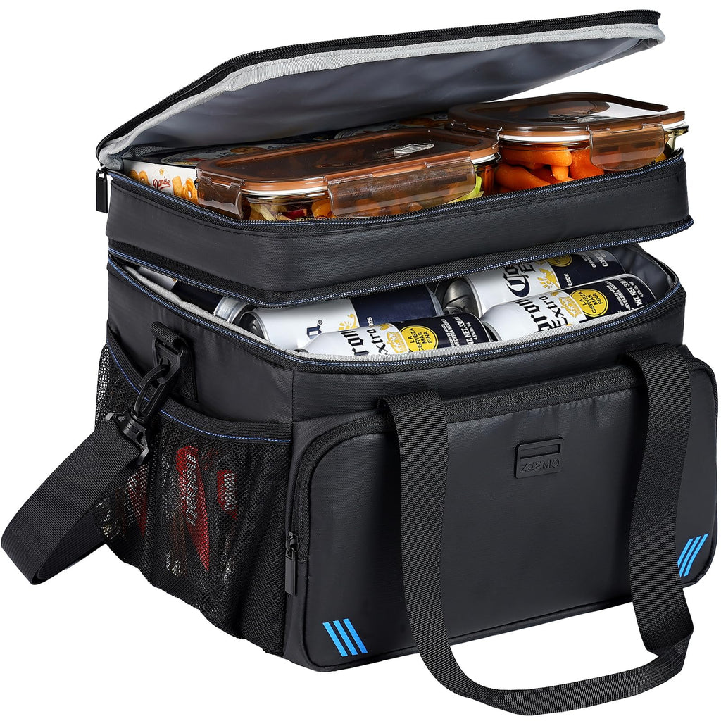 ZEEMO Soft Cooler Bag, Insulated Lunch Box, 19 L Ice Chest, Double Leakproof Layers, Waterproof and Collapsible Case for Work Outdoor Trip, Black
