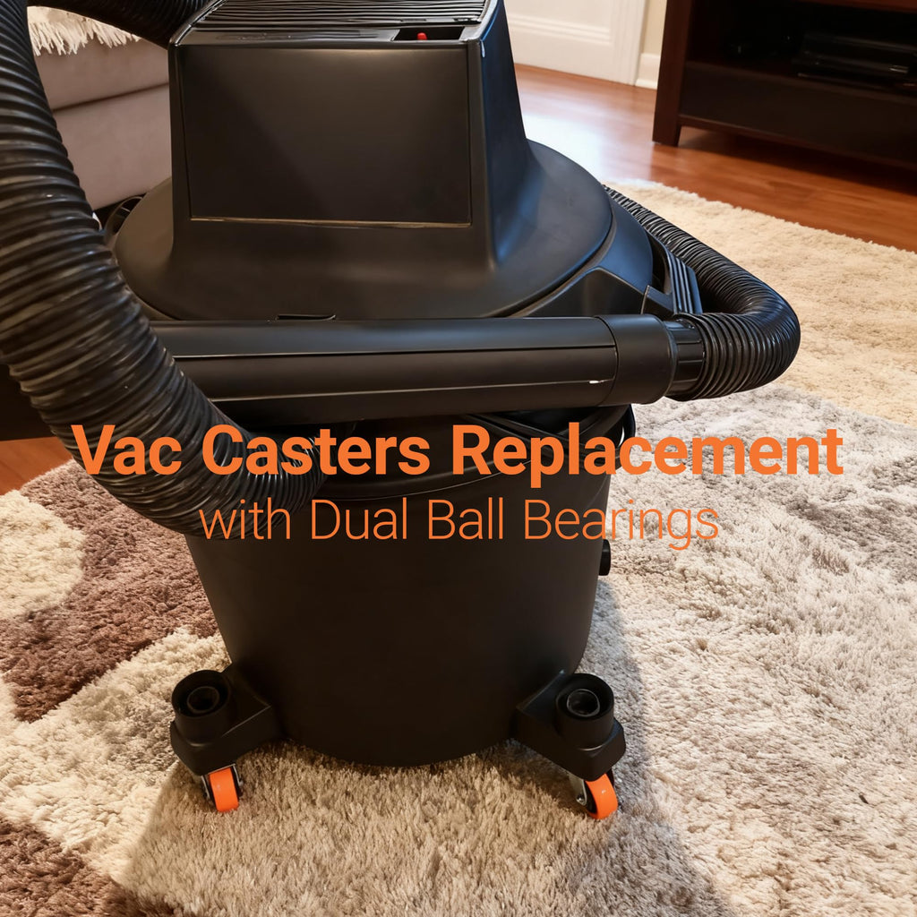 Enyke Wet Dry Vac Repalcement Casters Set of 4, 2 Inch Long Stem Casters 600 LBS with 5/16" x 1-1/2" (8 x 38mm) Stem, 360 Degree Swivel Castor Wheels with Double Ball Bearing, Orange