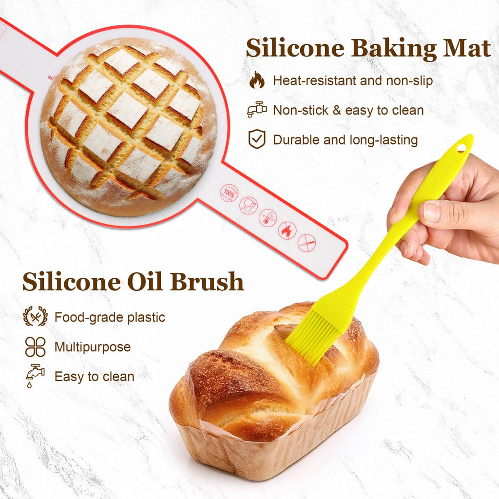 SHANNA Sourdough Bread Starter Kit, 15pcs Sourdough Tools, Round and Oval Banneton Proofing Basket, Home Bread Proofing Basket, Sourdough Kit for Beginners and Bakers (15PCS)