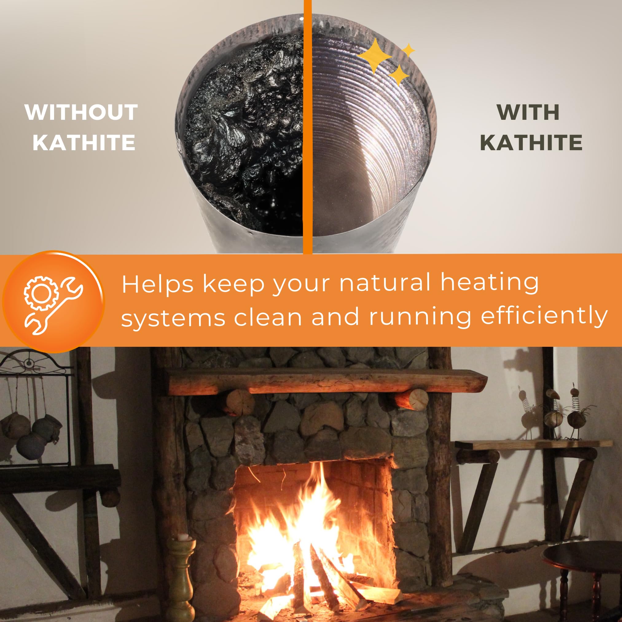 KABIN Kathite Chimney Sweep Cleaner 2LB - Fireplace Chimney Cleaning Kit - Soot Creosote Remover for Wood Stoves - Creosote Destroyer Better Than Fire Logs - Fireplace Cleaner Made in Canada