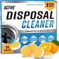 Garbage Disposal Cleaner Deodorizer Tablets - 24 Pack, New Powerful XL Foaming Tablet - Fresh Citrus Foam Sink, Garburator, Disposer Freshener, Kitchen Care - 1 Year Supply