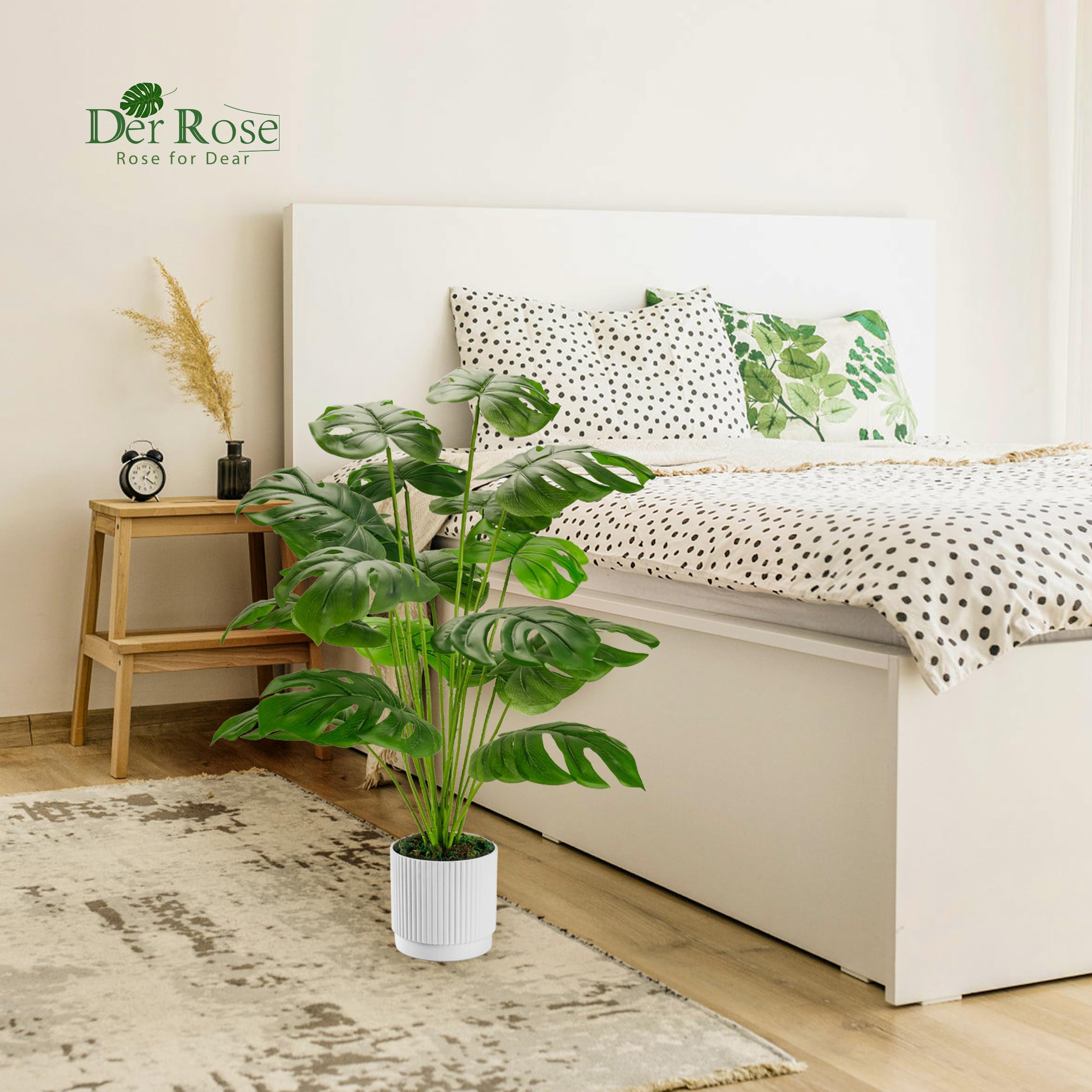 Der Rose 28" Fake Plants Large Artificial Monstera Faux Plants Tall for Outdoor Floor Front Porch Decor Indoor