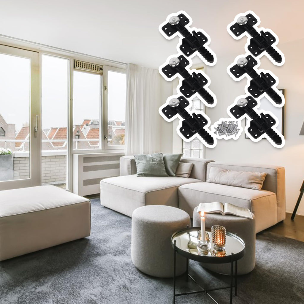RDEXP 14x6cm Plastic Iron Sectional Sofa Furniture Interlocking Sofa Connector Bracket with Hardware Set of 6