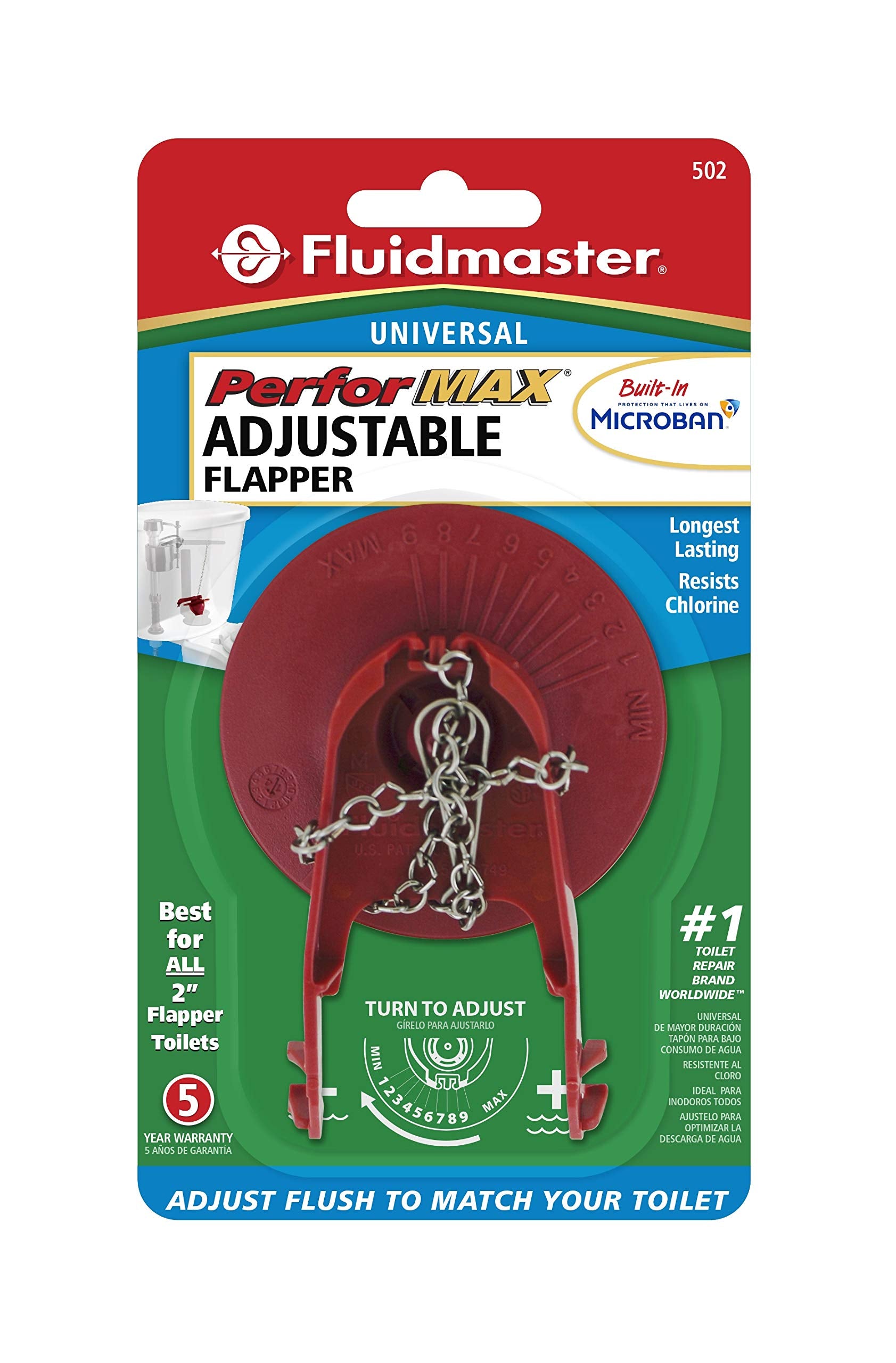 Fluidmaster 502P21 Universal Flapper with Microban, Red
