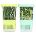 LAWNFUL 2 Pack Fresh Herb Keeper for Refrigerator, Clear Herb Saver, Storage Container for Cilantro, Parsley, Thyme, Mint & Asparagus, Preserver Keeps Fresh Herbs for 3 Times Longer, Green & Blue
