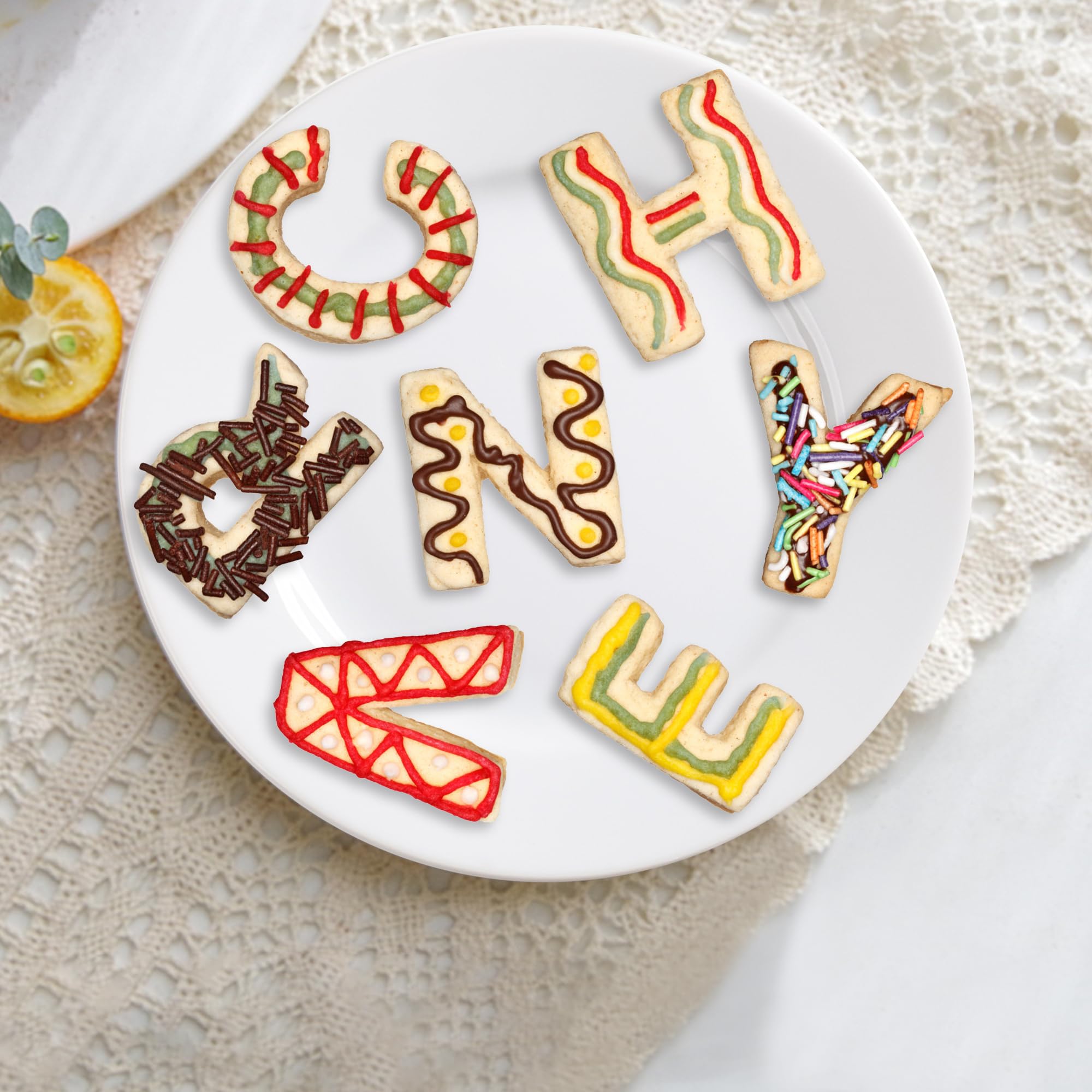 FUSOTO 26PCS Alphabet Letters Cookie Cutters Set, DIY Alphabet Cake&Cookie, Stainless Steel Cookie Cutters for Baking, Letters Shaped Baking Tool for Homemaking Biscuits, Cookie, Dough