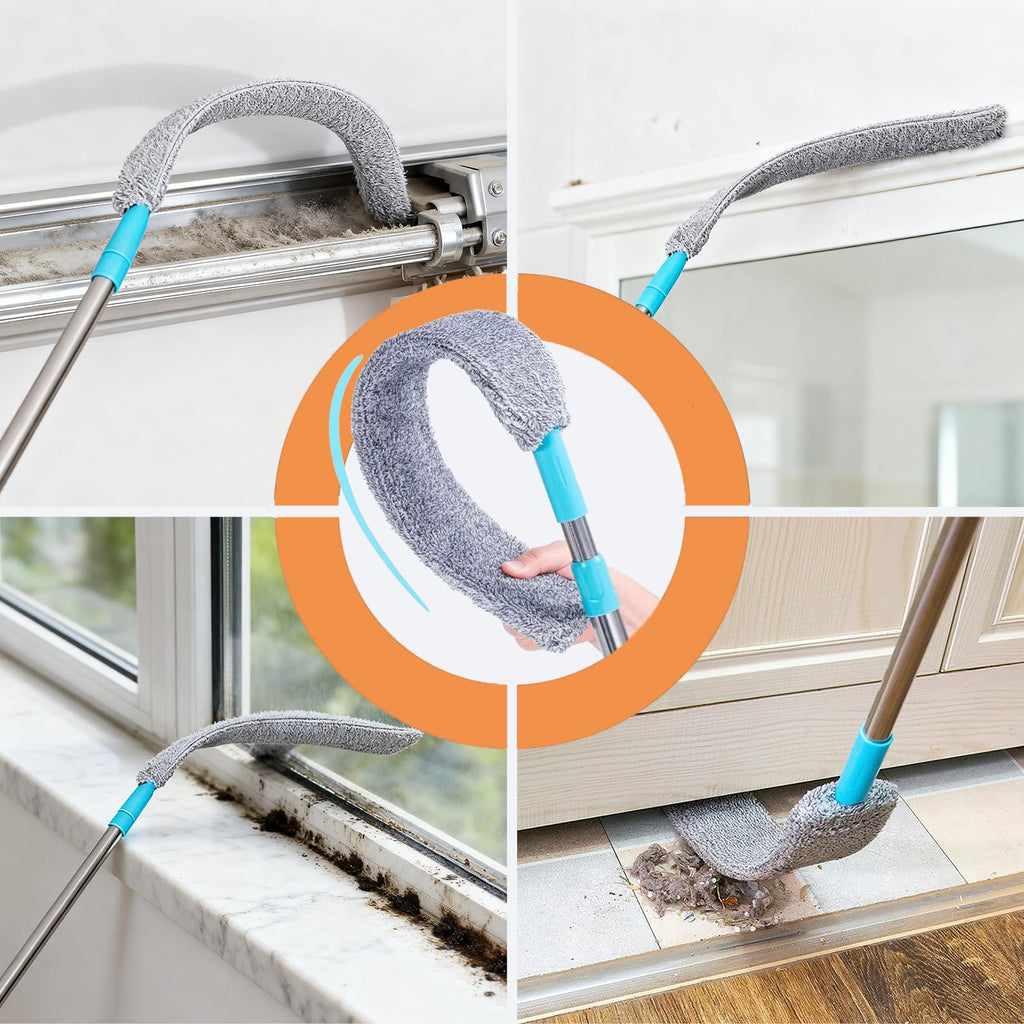 Dusters for Cleaning with 3 Microfiber Cloths – Extendable Bendable Flat Duster for Dust Removal – Washable Cleaning Tool for Shelves, Fans & Hard-to-Reach Areas