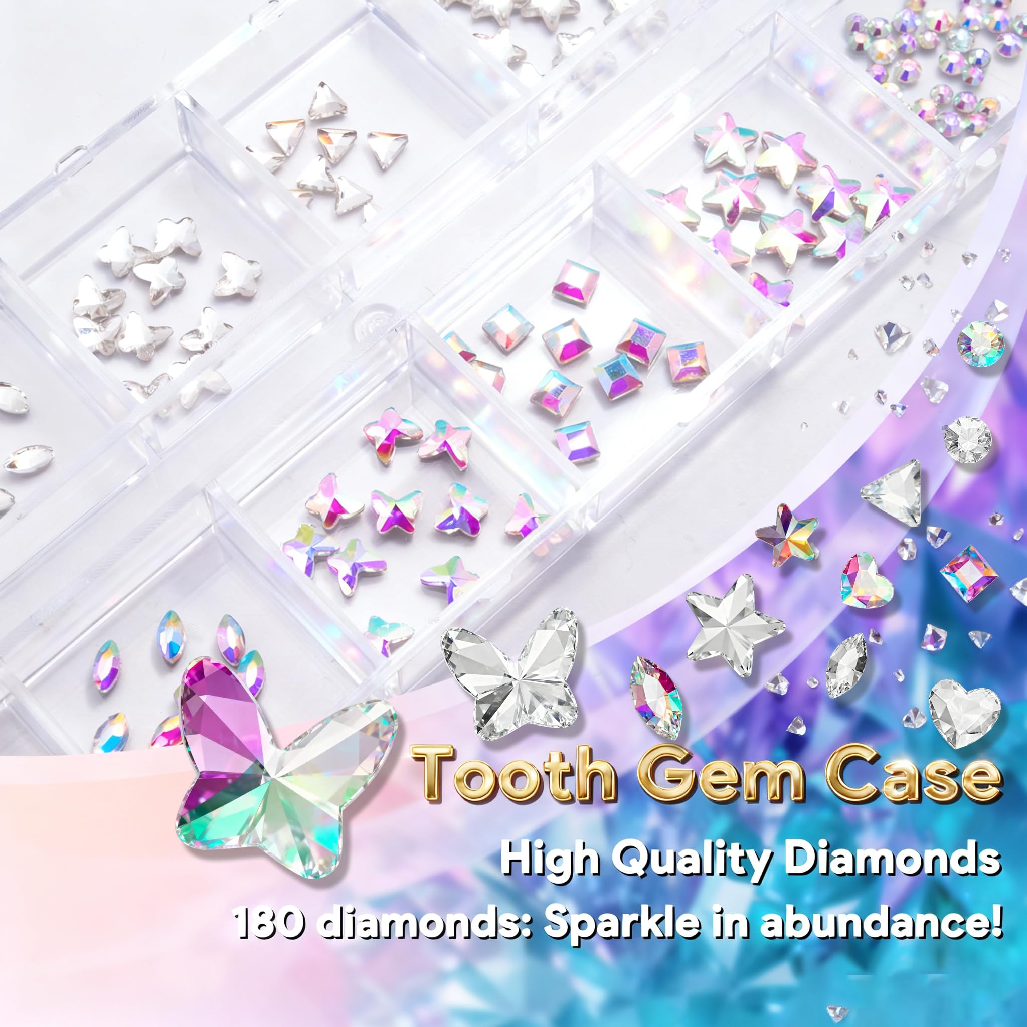 DIY Tooth Gem Kit - 200 Sparkling Crystals, Teeth Jewelry Starter kit, DIY Crystals Diamond Tooth Gems Kit for Teeth （200 PCS）