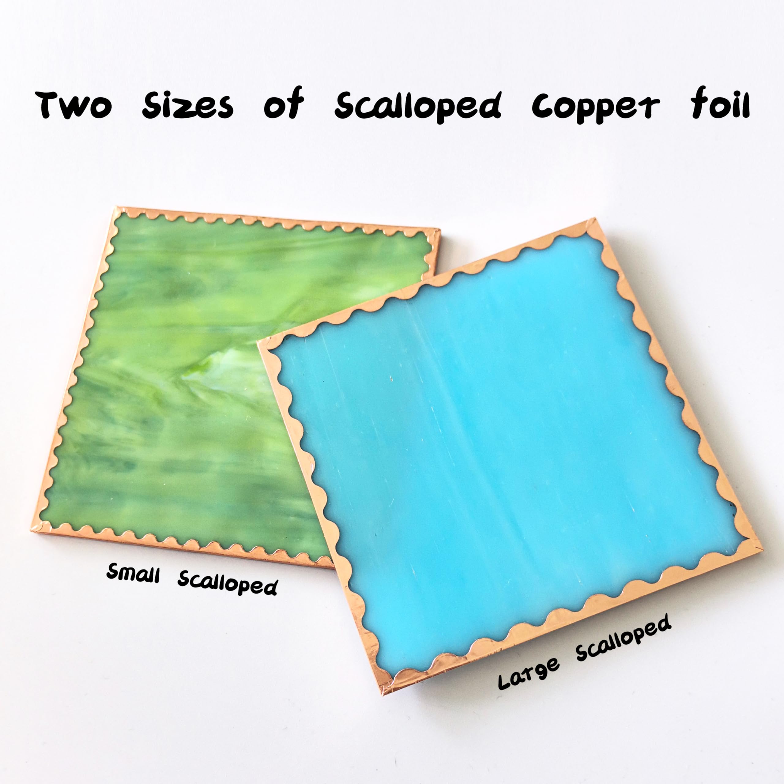ARTIMUSES Double Edged Scalloped Copper Foil Tape for Stained Glass, DIY Handicrafts, Crafting (Small Scalloped)