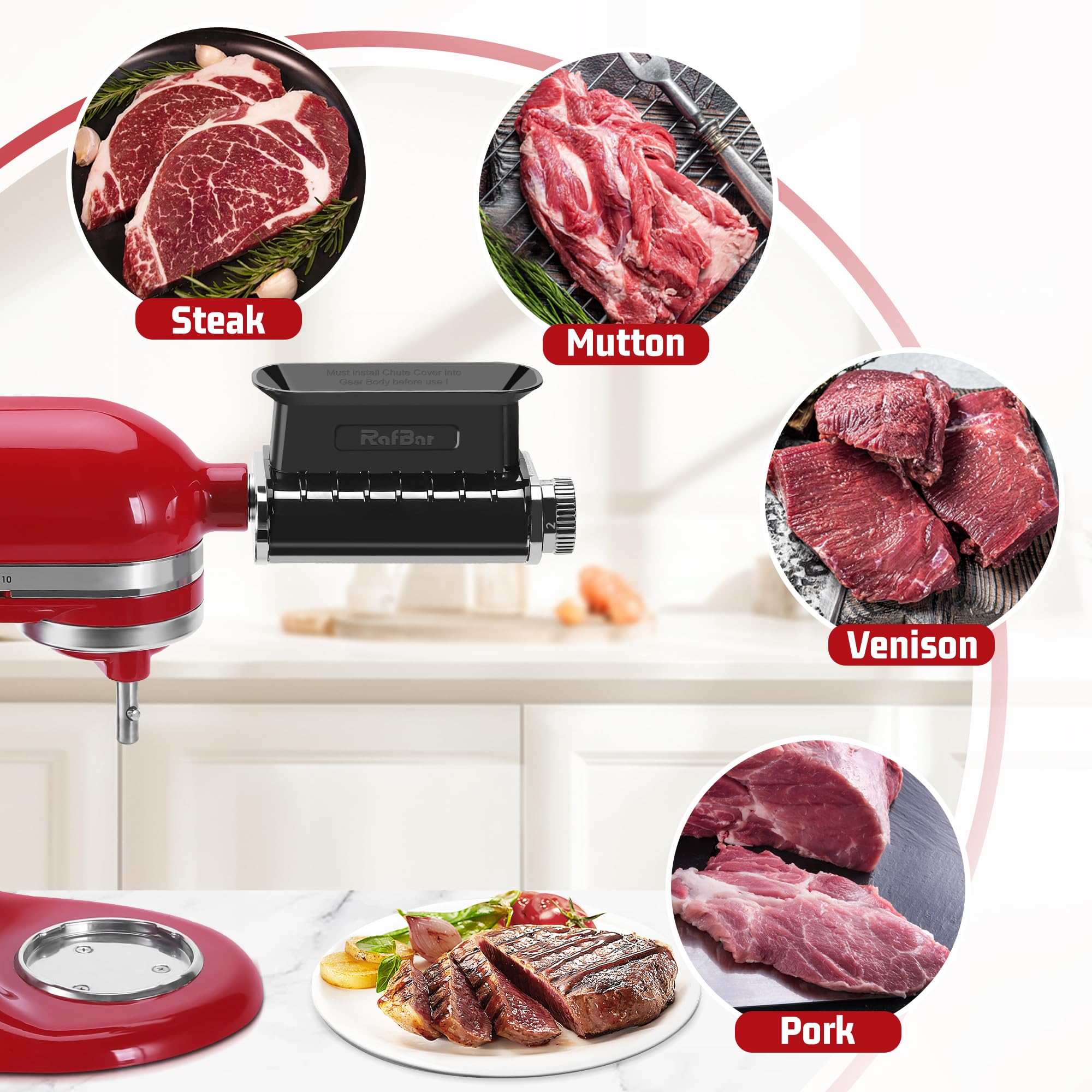 Adjustable Thickness Meat Tenderizer Attachment for Kitchenaid Stand Mixers, Meat Tenderizer Tool, Steak Cuber Processor Accessories, Dishwasher Safe, BPA Free Food Grade Plastic