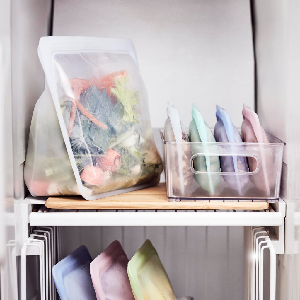 Stasher Premium Silicone Reusable Food Storage Stand-Up Bag Mega, Clear, Microwave, Sous Vide, Dishwasher, Oven and Freezer Safe, BPA Free, Leak-Free, Eco-Friendly, 104 Oz