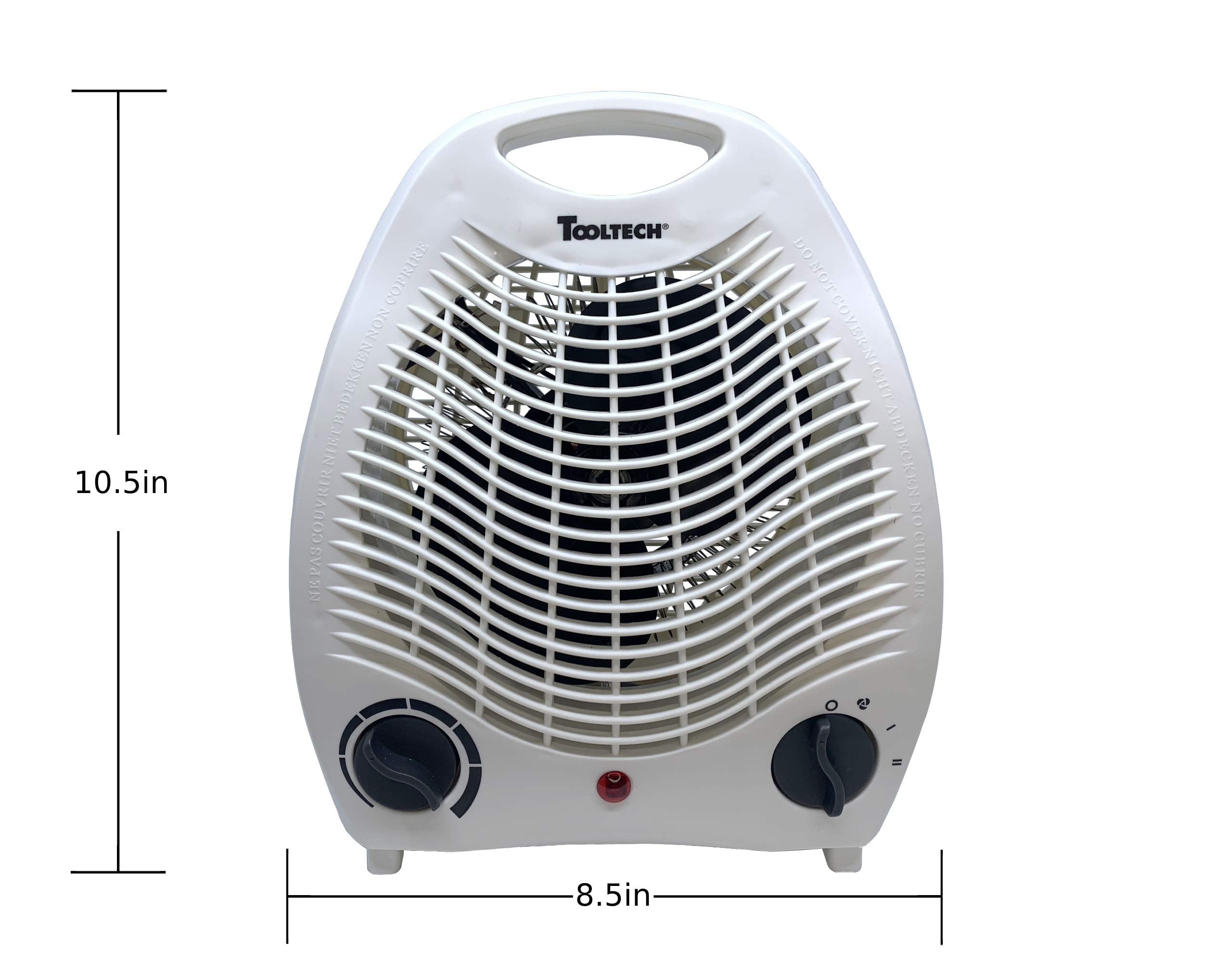 Tooltech® 750-1500-Watt Compact Fan Heater with Adjustable Thermostat