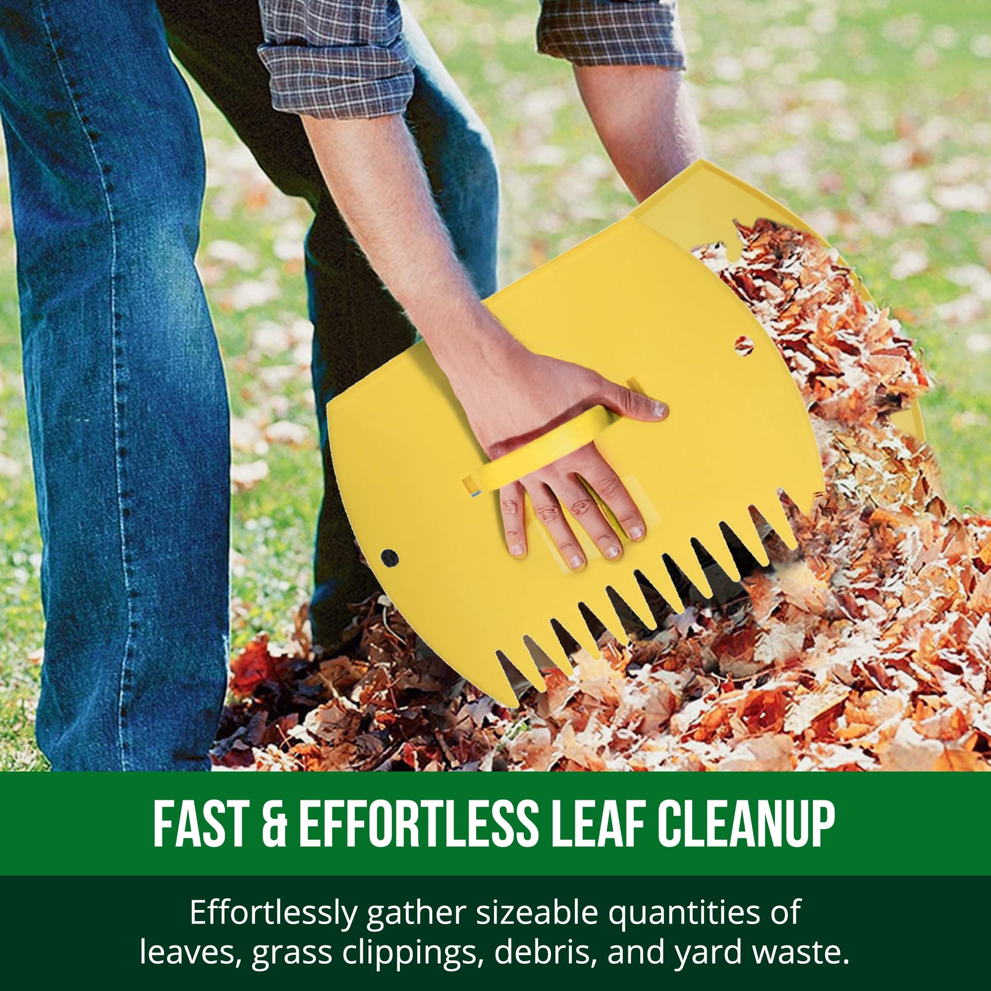 GardenHOME Leaf Scoops Hand Rakes, Large Leaf Grabbers for Yard Work, Lawn Claws for Leaves, Ramasse-Feuilles, Lawn Debris & Cleanup, 1 Pair – Yellow