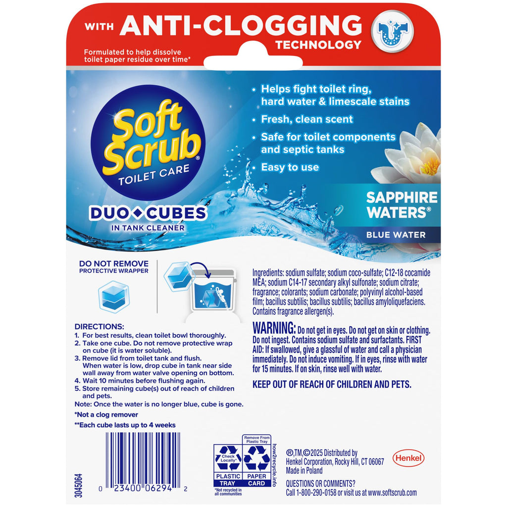 Soft Scrub In-Tank Toilet Cleaner Duo-Cubes, Sapphire Waters