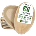Dtocs Palm Leaf Disposable Plates 7x5 Inch Oval (50) | Wooden, Bamboo Plates Look | Dinnerware Set for Appetizer, Dinner, Mini Charcuterie Boards | Disposable Alt to Plastic, Wood, Paper Plates