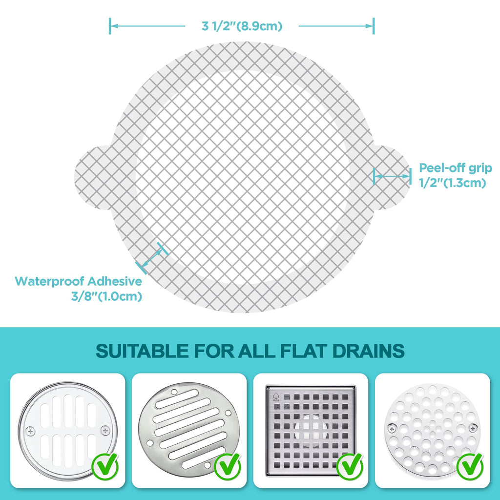 25 Pack Disposable Shower Drain Hair Catcher Mesh Stickers - Peel & Stick Drain Strainers to Prevent Clogs, Strong Waterproof Adhesive, Mess-Free Disposable Drain Covers for Shower & Bathtub