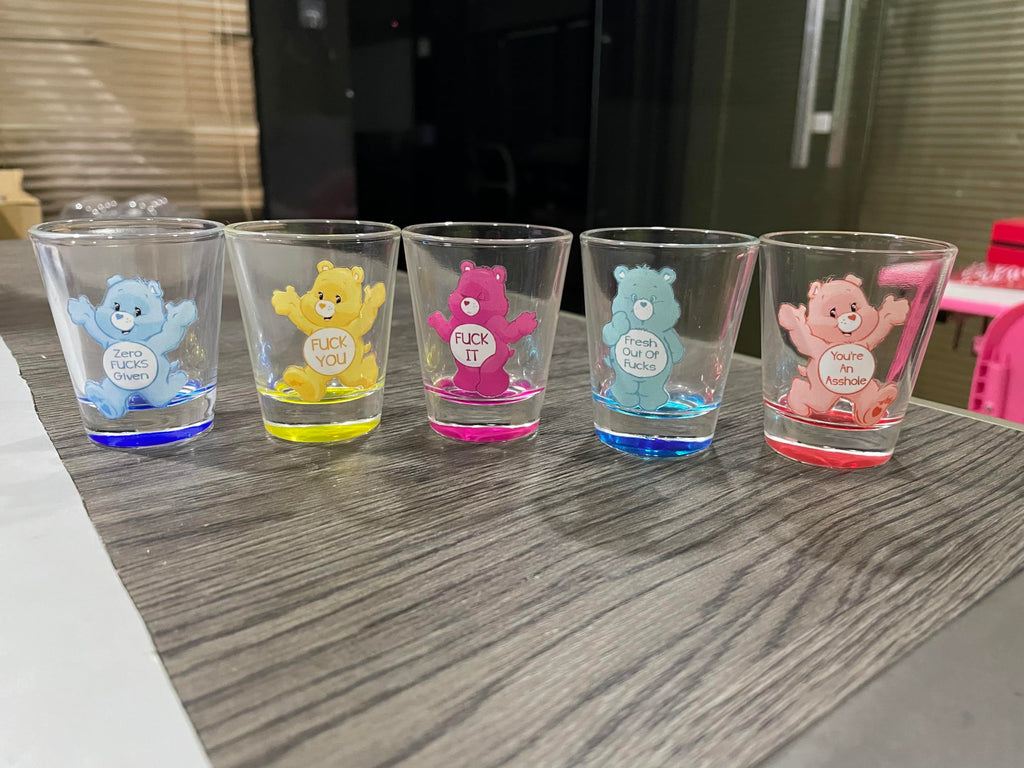ZENVIVE Swear Bears Shot Glasses, 1.6 oz Insulated Shot Glasses Creative Set for Cocktail, Whiskey, Travel, Bar (6 Pcs)