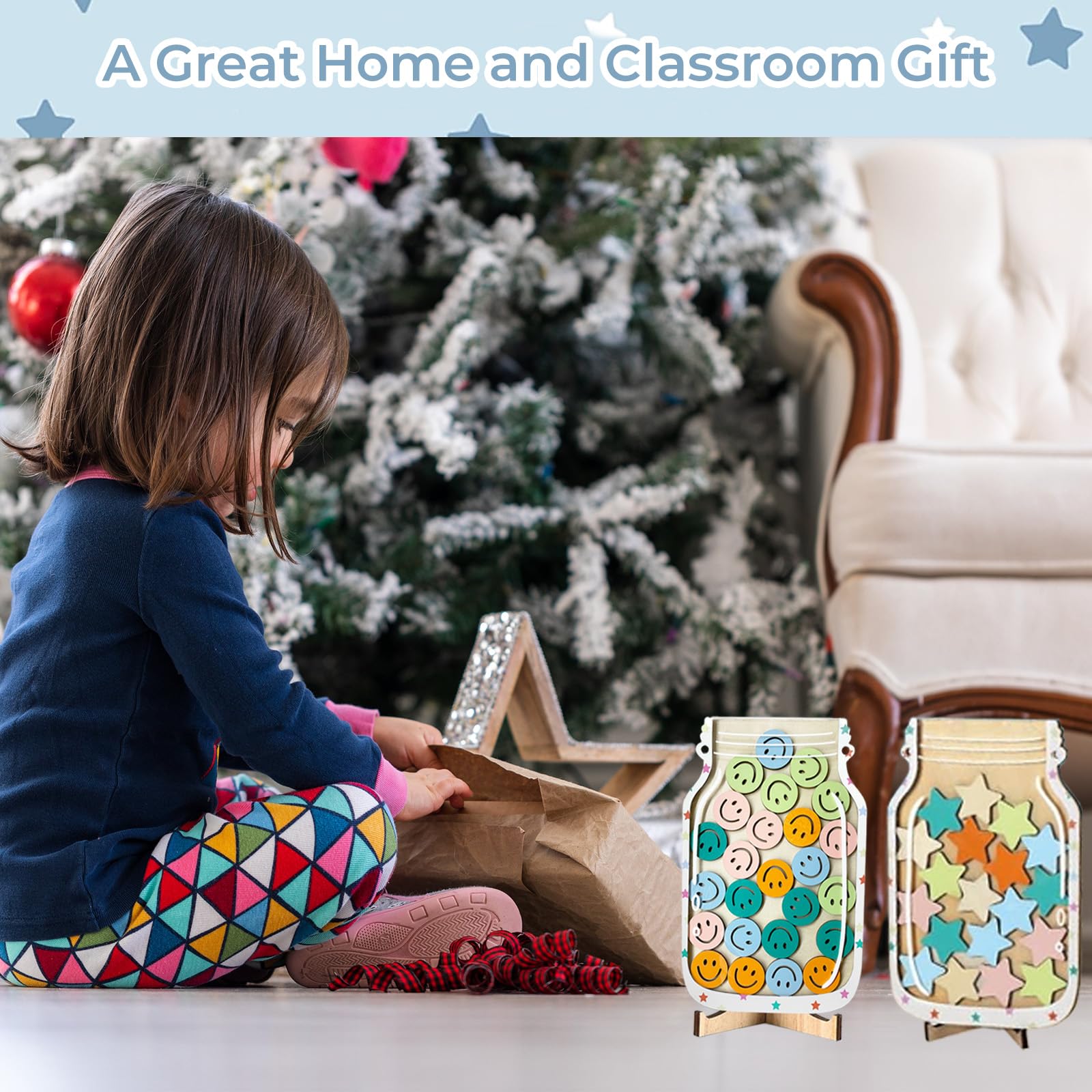 Rolzchoy 2 Pack Magnetic Reward Jar for Kids, Star and Smiley Face Reward Jar with Letter Sticker for Classroom Reward System, Toddler Potty Home Training, Incentive Behavior Management for Boy Girl
