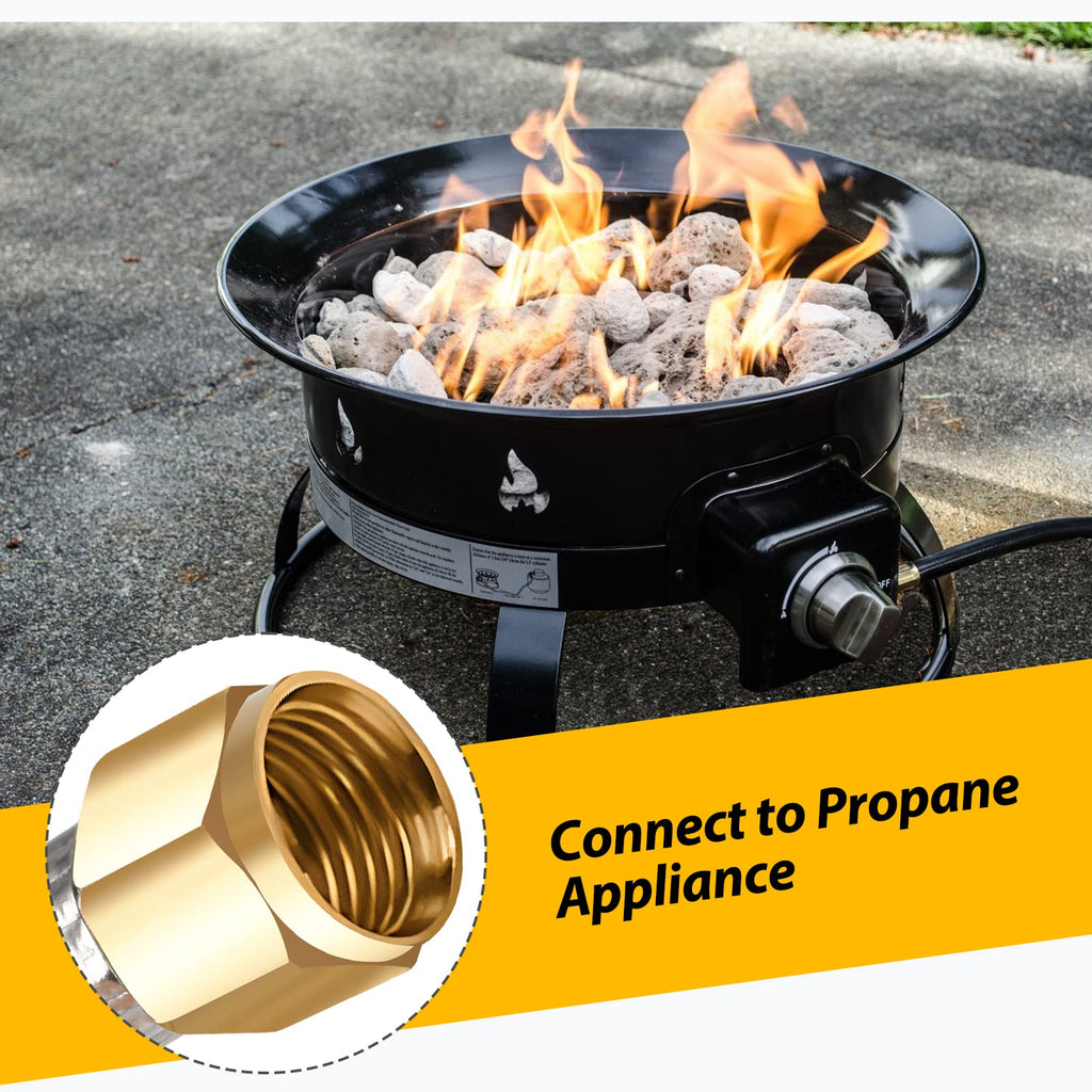 Bbcuepro 12FT Propane Hose Assembly with Both 3/8" Female Flare for Most Gas Grill, RV, Heater, Generator, Fire Pit and More - Propane Hose Extension