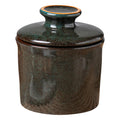Teapeak Pottery Butter Keeper Crock - Ceramic Butter Dish with Water Line for Countertop, Keep Butter Fresh (Greenish Brwon)