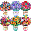 6 Pack Paper Flower Pop Up Cards, Flower Bouquet Card Popup 3D Greeting Cards for Mother's Day, Graduation, Anniversary, Birthday, Congratulations, Get Well, Home Decor, with Envelope and Note