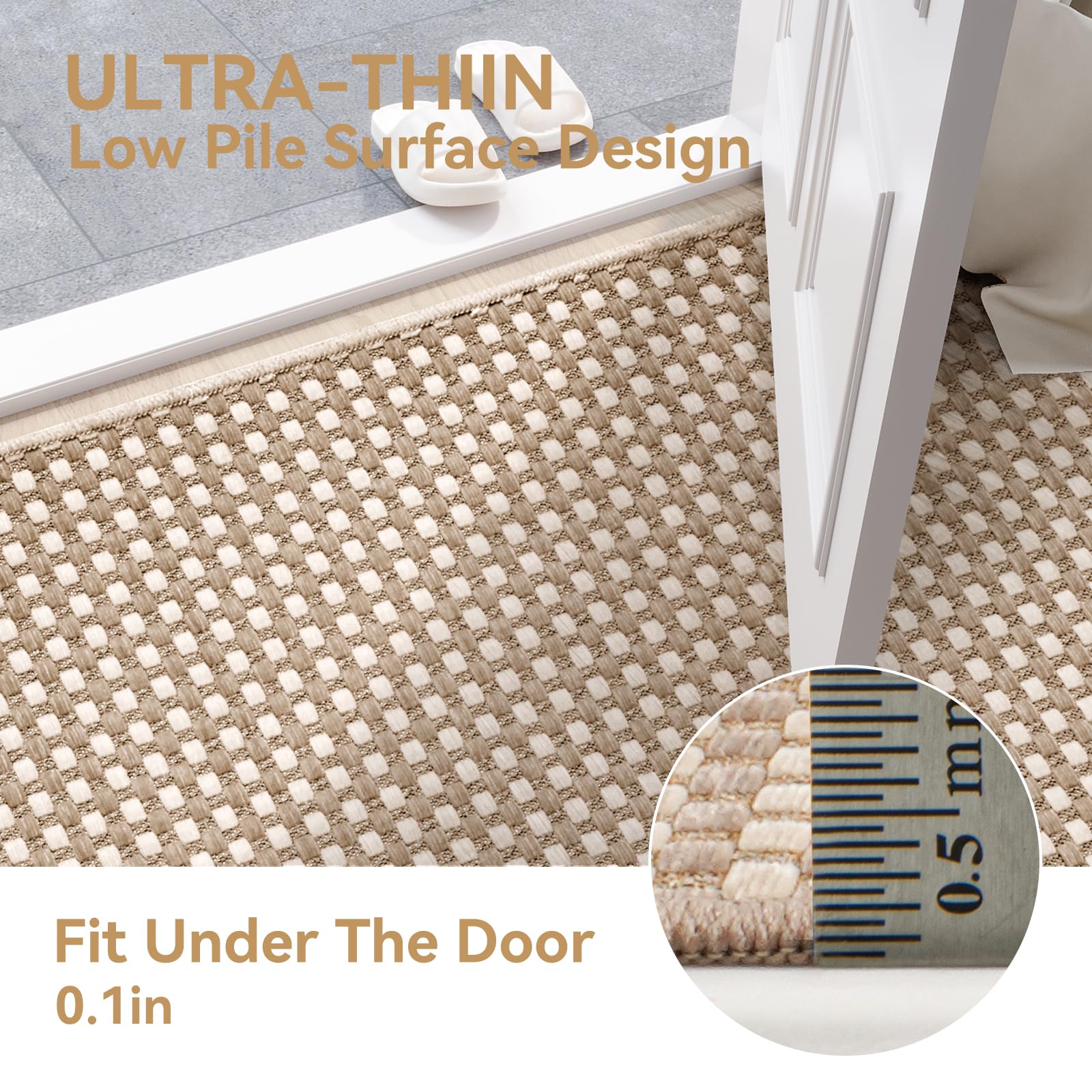 YDKGL 2x3 ft Indoor Door Mat Entryway Rug Non Slip Woven Washable Area Rugs Kitchen Mats for Floor, Front Entry Rug Entrance Doormat for Hall Porch Bathroom Kitchen Bedroom, Easy Clean, Brown 24"x36"