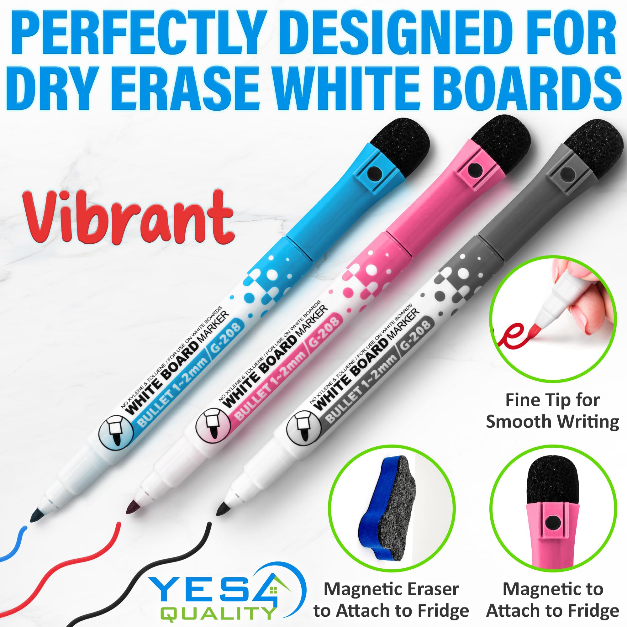 Extra Large Magnetic Dry Erase Whiteboard Sheet for Fridge - 63x40 cm - Stain-Resistant with 3 Markers & Big Eraser with Magnets - Refrigerator White Board Planner & Organiser - by Yes4Quality