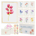 Only Zest 30 Blank Cards with Envelopes Set 4x6 Inch – Minimalistic Floral Design with Gold Border – Note Cards for Greetings, Thank You, Sympathy, Encouragement, Celebration, Personal Messages