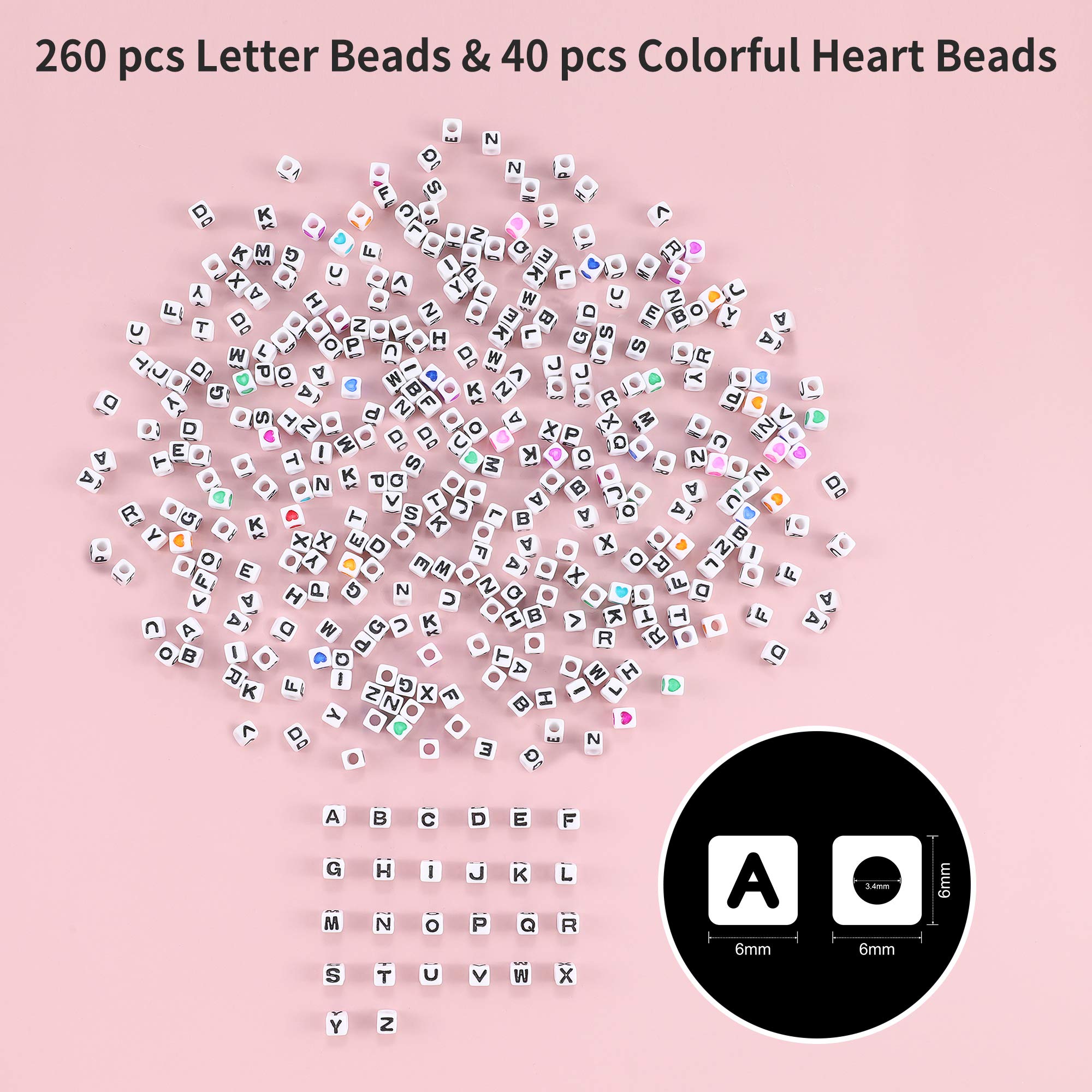 3500+ pcs Rainbow Pony Beads for Jewelry Making, Hair Beads for Braids, Bracelet Making Kit, Assorted Kandi Beads Kit with Letter and Heart Beads Hair Beader Tool Scissors Elastic String