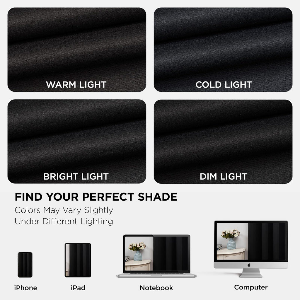 Joydeco Blackout Curtains 63 Inchs Long 52 Wide Black Out Curtains 2 Panels, Thermal Insulated Long Curtain& Drapes, Room Darkening Grommet Drapes for Living Bedroom Window (W52 x L63 Inch, Black)