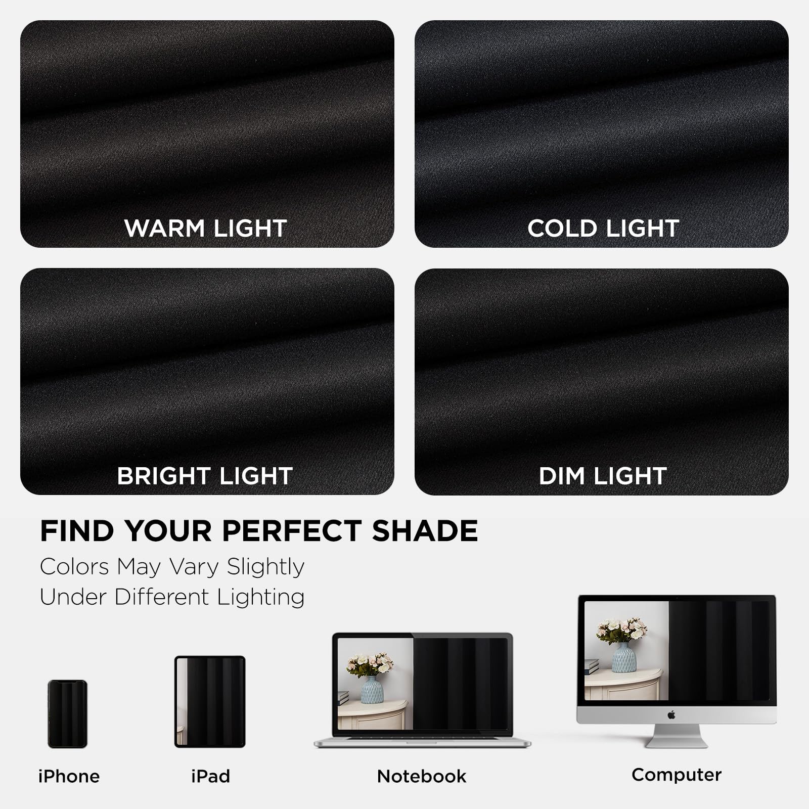 Joydeco Blackout Curtains 63 Inchs Long 52 Wide Black Out Curtains 2 Panels, Thermal Insulated Long Curtain& Drapes, Room Darkening Grommet Drapes for Living Bedroom Window (W52 x L63 Inch, Black)