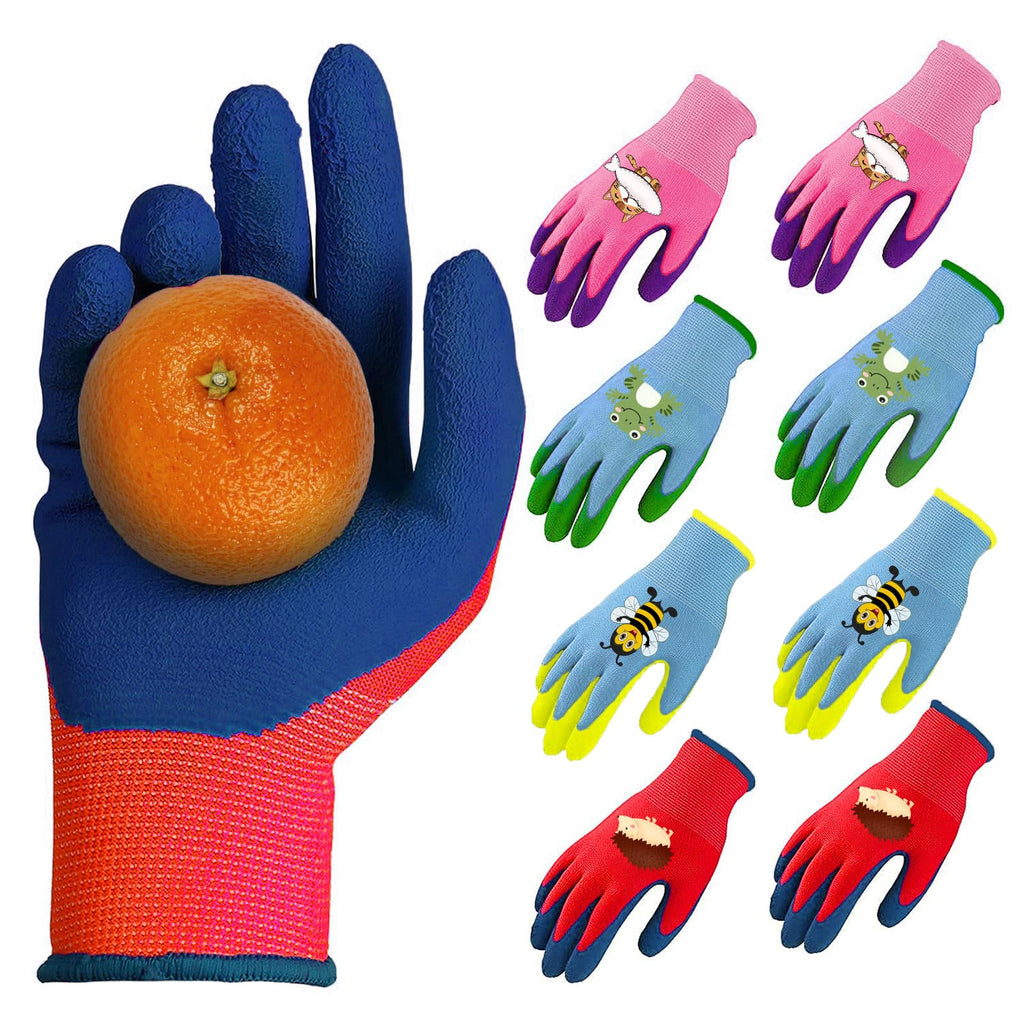 8 Pairs Kids Gardening Gloves Soft Gardening Protective Rubber Gloves for Children Age 4-8 Years Boys and Girls Yard Work Activity 4 Colors