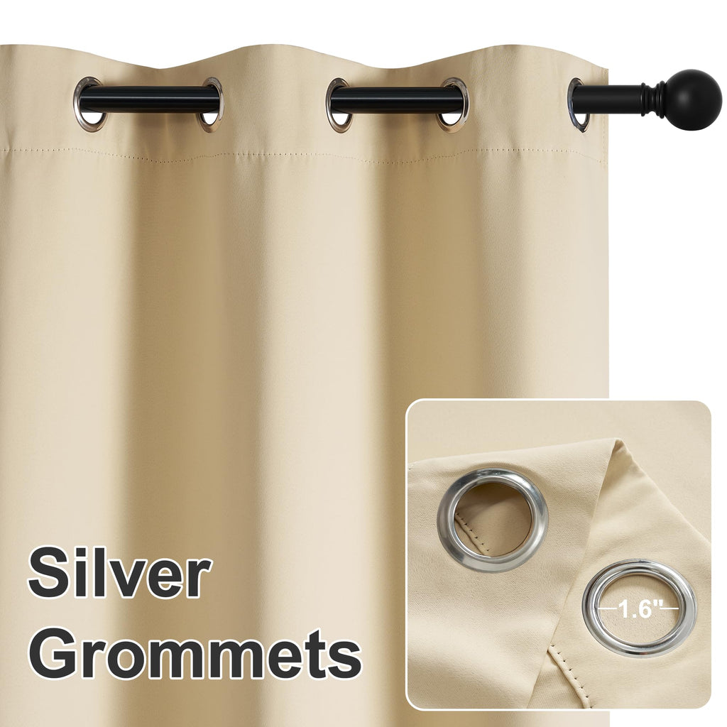RYB HOME Outdoor Patio Curtain - Pergola Drape Indoor Outdoor Waterproof Curtains, Grommet Drape Blackout for Pavilion Gazebo Porch Door, 1 Panel, 52 inches Wide x 84 inches Long, Biscotti Beige