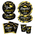 QYCX 96 Pcs Graduation Party Decorations Graduation Party Supplies Graduation Plates Napkins Cups Graduation Tableware Graduation Dinnerware Congratulation Grad Dinnerware 2025 Graduation Decorations