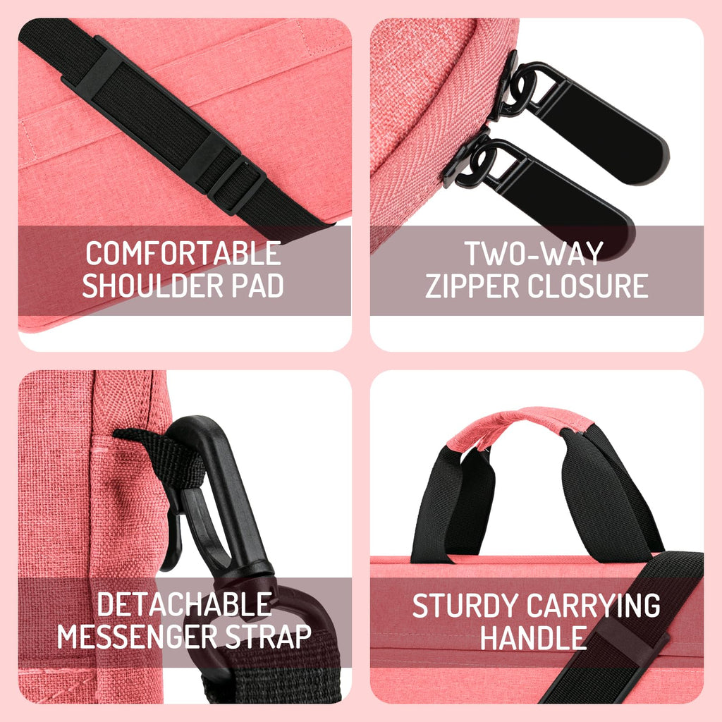 MicaYoung 15.6-16 Inch Laptop Sleeve Shoulder Bag Waterproof Notebook Chromebook Computer Carrying Case Compatible with 15.6 inch Acer Asus Dell HP Thinkpad, Pink