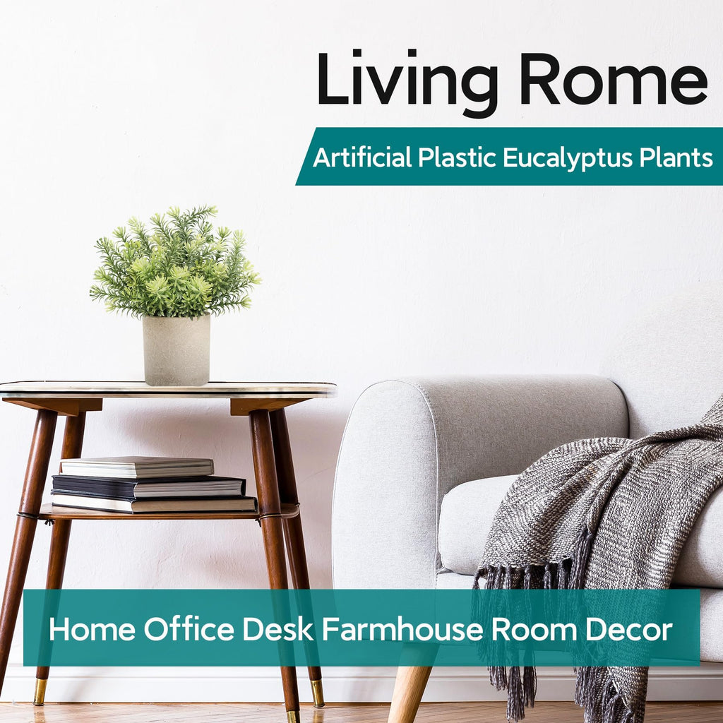 Der Rose 3 Pack Mini Potted Fake Plants Artificial Plastic Eucalyptus Plants for Home Office Desk Farmhouse Room Decor Indoor