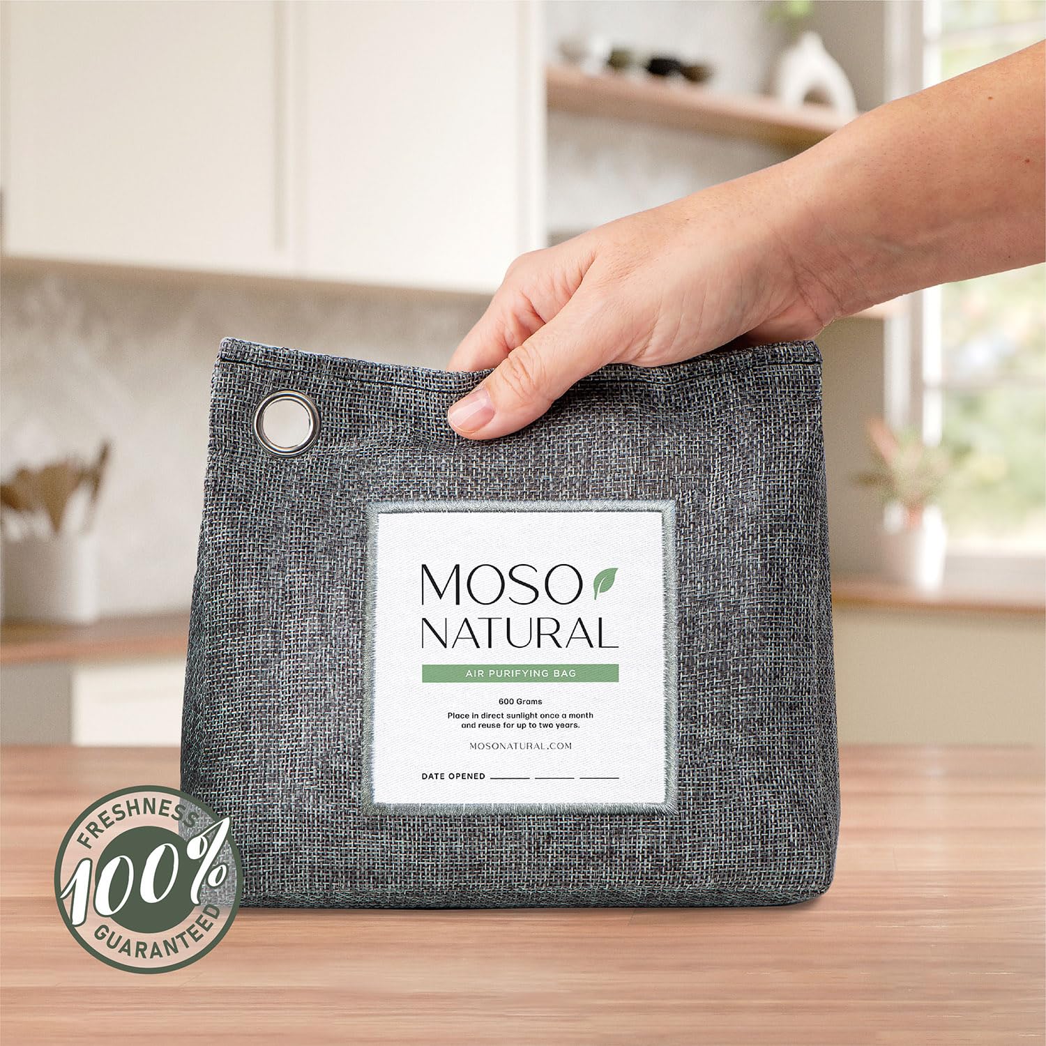 Moso Natural Air Purifying Bag 600g (21oz) Premium Bamboo Charcoal Odor Absorber | Pet Odor Eliminator for Home | Room Deodorizer for Large Spaces, Bedroom, Kitchen, Basement | Unscented Charcoal Bags