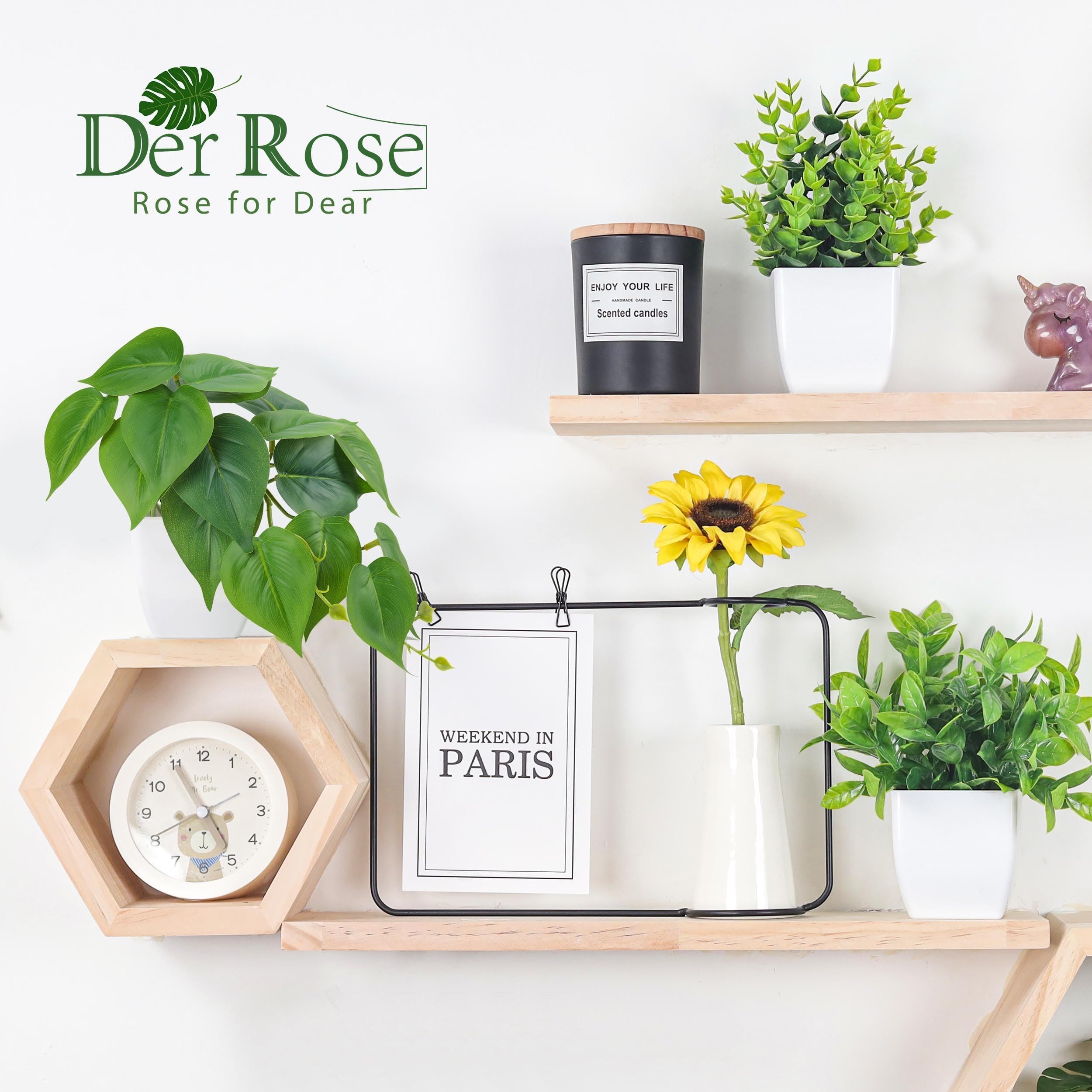 Der Rose 6 Pack Fake Plants Small Artificial Plants for Home Office Desk Accessories Bathroom Aesthetic Farmhouse Room Decor Indoor
