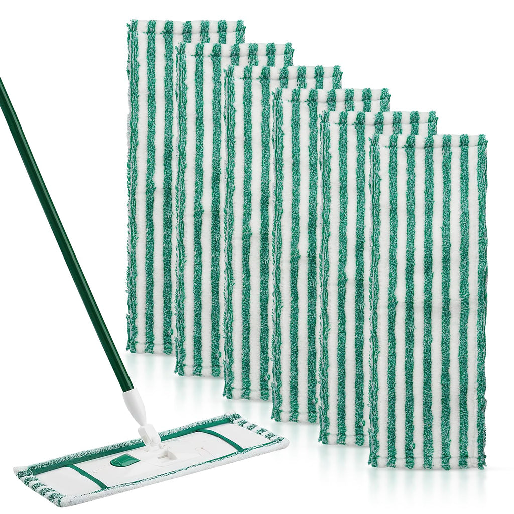 NIXOOT 6 Pack Microfiber Mop Pads for Libman, Reusable Wet & Dry Mop Heads, Machine Washable, Green, Multi-Surface Floors (Vinyl, Wood, Laminate, Marble, Stone, Tile)