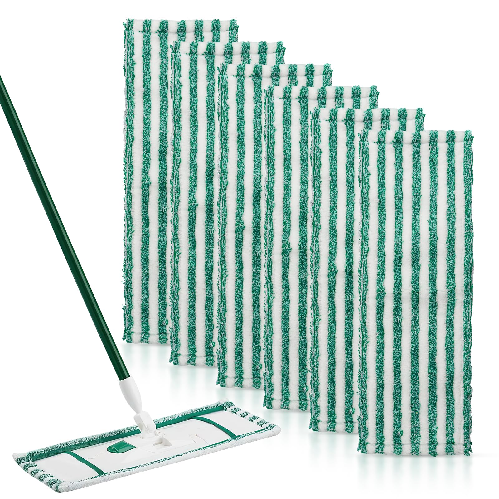 NIXOOT 6 Pack Microfiber Mop Pads for Libman, Reusable Wet & Dry Mop Heads, Machine Washable, Green, Multi-Surface Floors (Vinyl, Wood, Laminate, Marble, Stone, Tile)