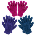 Ikosora 3 Pairs Microfiber Dusting Gloves for House, Car, and Plant Leaf Cleaning - Reusable Mitt for Blinds - Blue, Rose, Purple