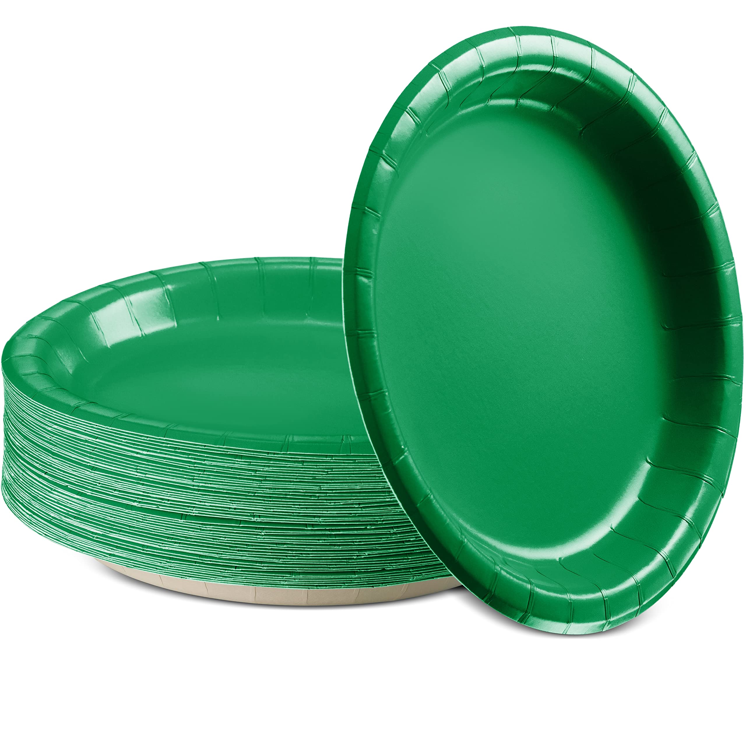 Disposable Paper Plates Green, 6 3/4 Inches Paper Dessert Plates, Strong and Sturdy Disposable Plates for Party, Dinner, Holiday, Picnic, or Travel Party Plates, Pack of 50 - By Amcrate