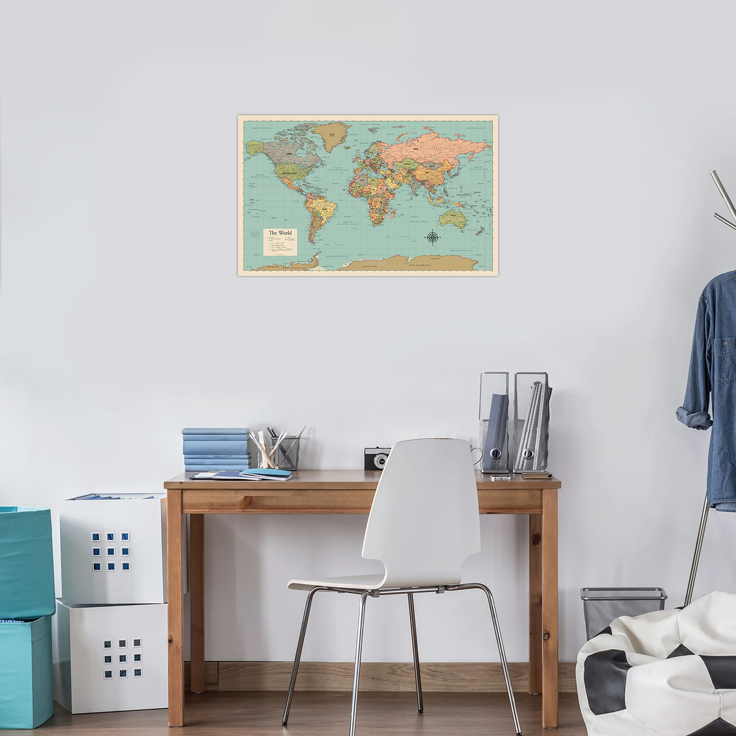 Laminated World Map Poster - Map of the World Chart [Green]