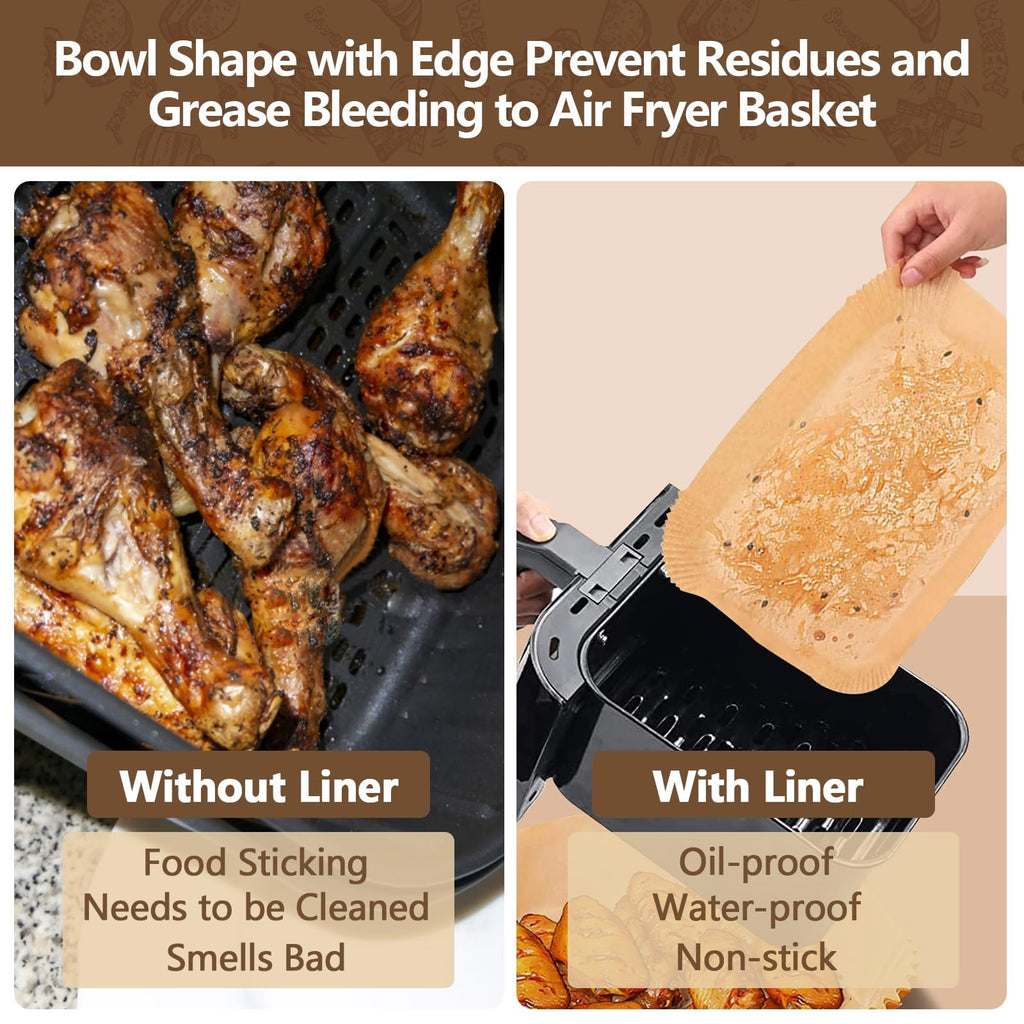 UBeesize Air Fryer Paper Liners Disposable for Ninja, 250 PCS Non Stick Parchment Paper for Ninja DZ201/DZ401 Dual, Oil Proof, Water Proof Food Grade Air Fryer Accessoriess(Rectangle - 8.5"X5.5")