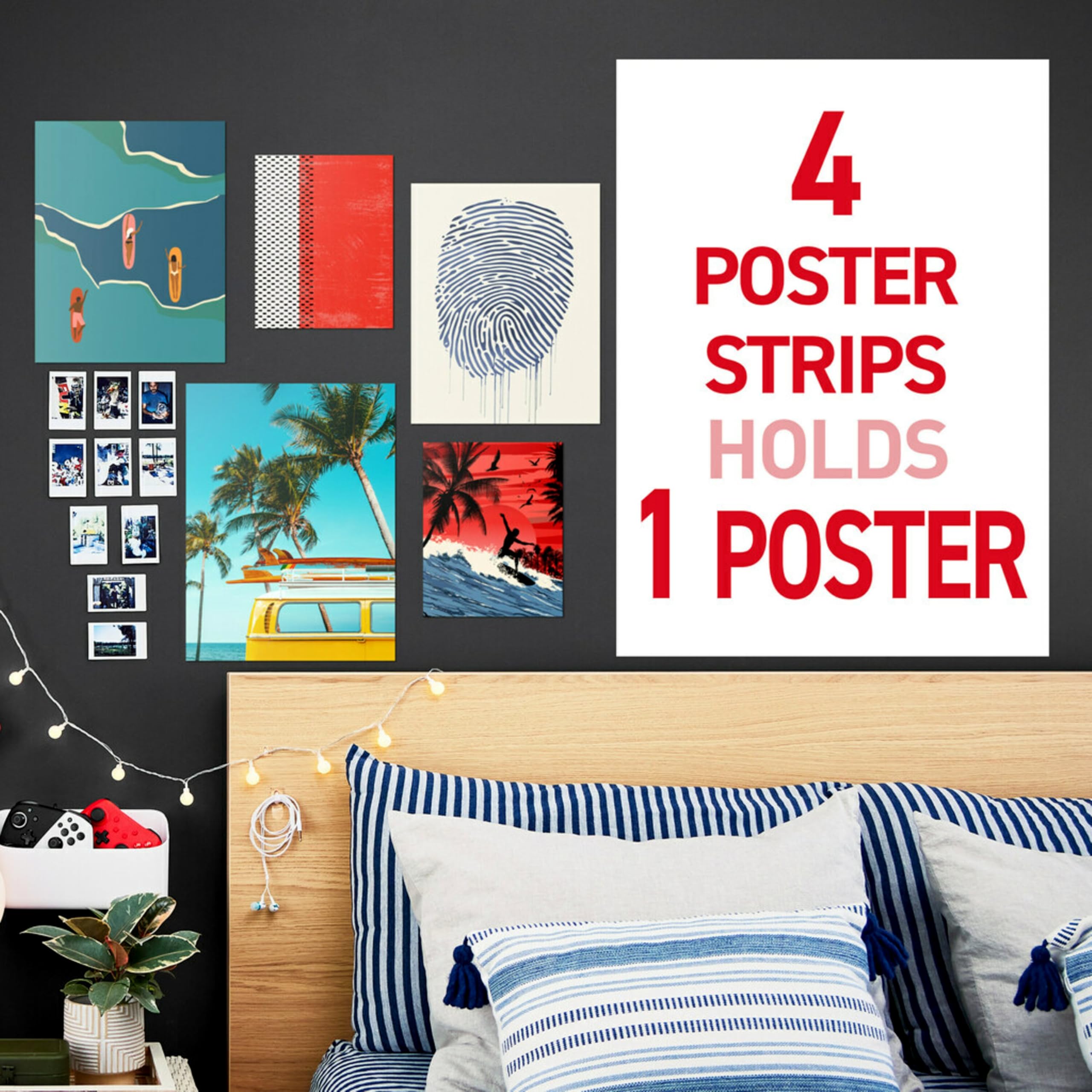 Command Poster Hanging Strips, 136-Strips, Decorate Damage-Free